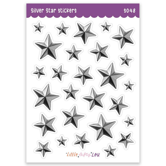 A6 Silver Star Clear Sticker Sheet