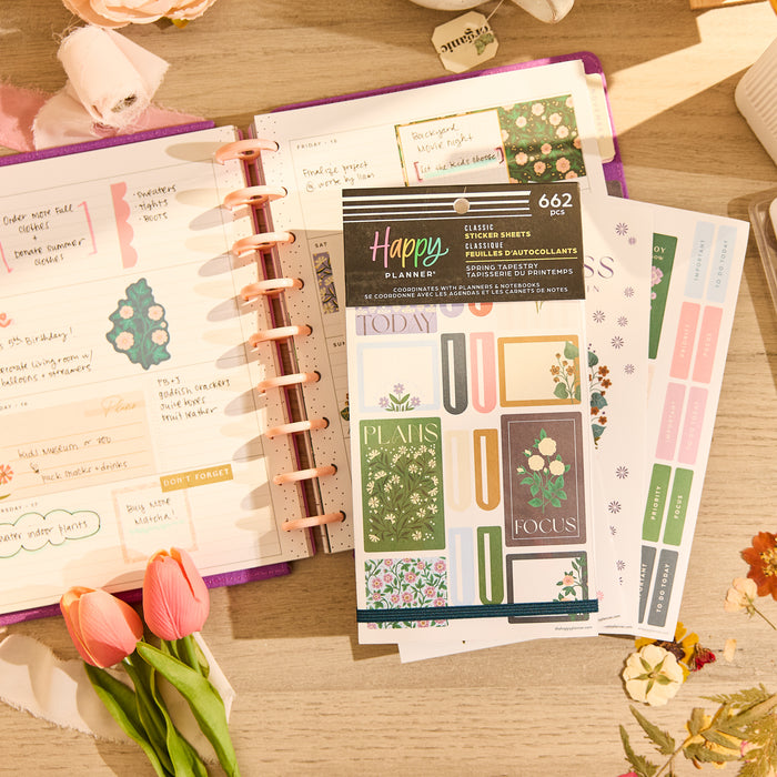 The Happy Planner CLASSIC Value Pack Stickers - Spring Tapestry - 30 Sheets