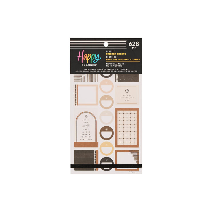 The Happy Planner CLASSIC Value Pack Stickers - Neutral Noir - 30 Sheets