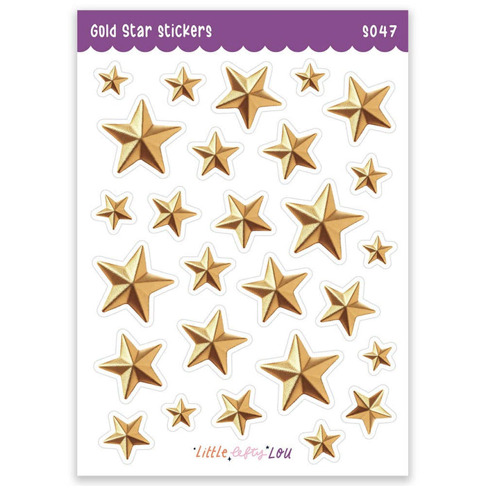 A6 Gold Star Clear Sticker Sheet