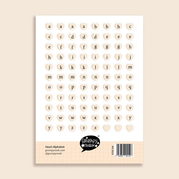 Heart Alphabet 1 Sticker Sheet