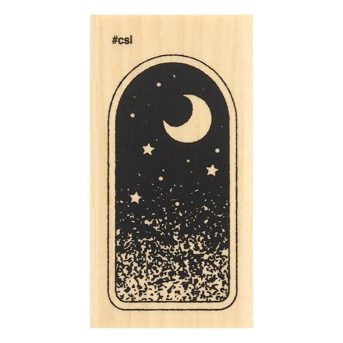Kodomo No Kao 'I Love Stamp' Series Wood Stamp - Moon & Starry Sky