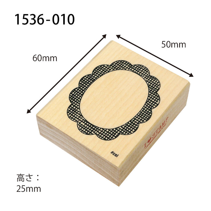 Kodomo No Kao 'I Love Stamp' Series Wood Stamp - Flower Check Frame