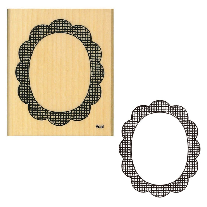 Kodomo No Kao 'I Love Stamp' Series Wood Stamp - Flower Check Frame