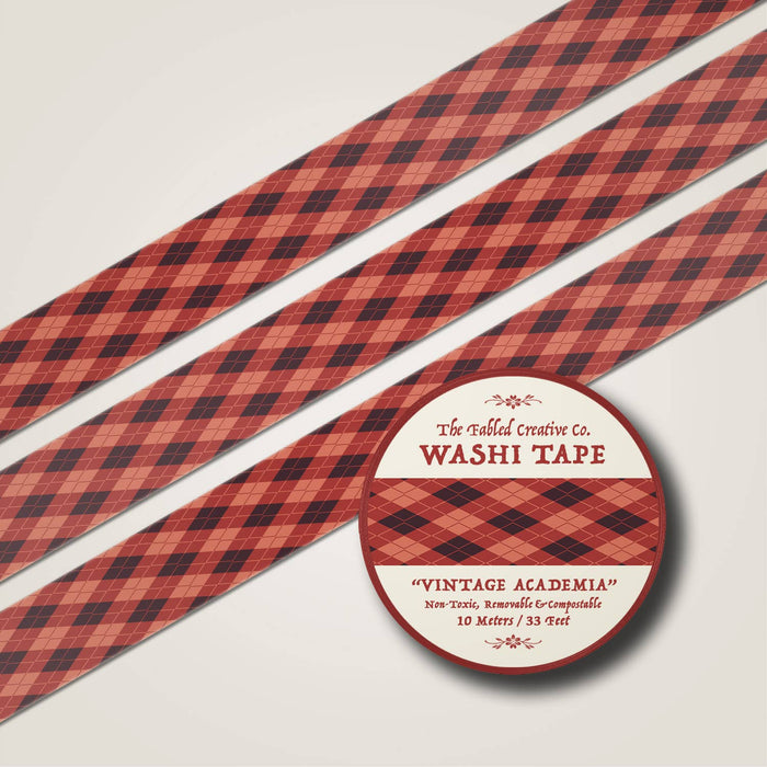 Vintage Academia - Argyle Red - Washi Tape