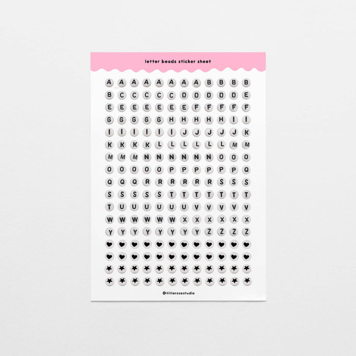 Letter Bead Clear Sticker Sheet