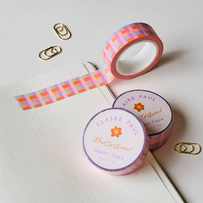 Colourful Pink Gingham Washi Tape