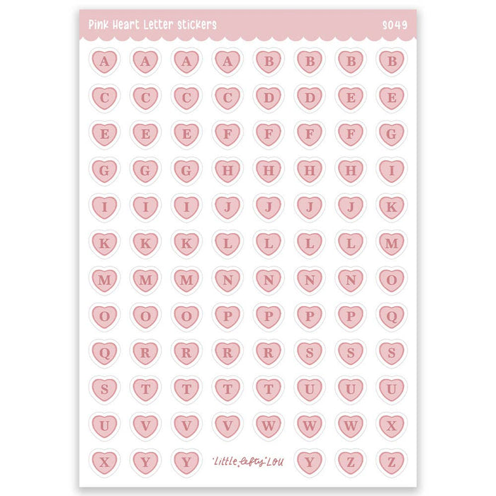 A5 Pink Heart Letter Clear Sticker Sheet