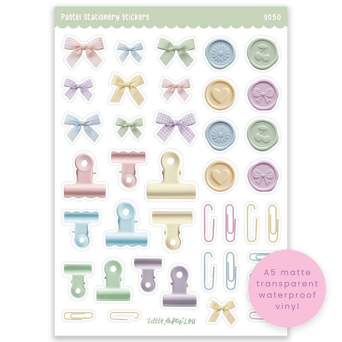 A5 Pastel Stationery Clear Sticker Sheet