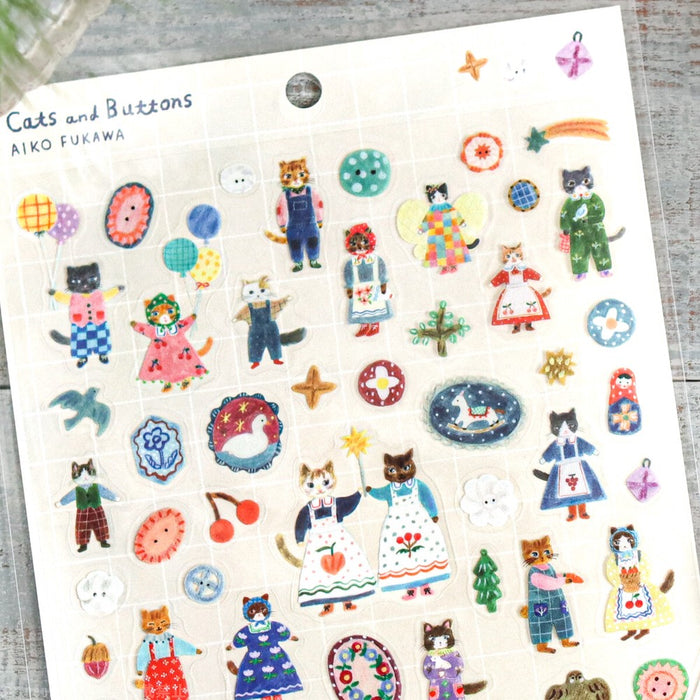 Aiko Fukawa Clear Stickers - Cats and Buttons