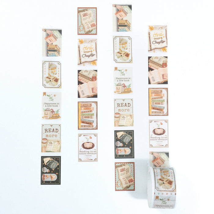 Reading Washi Tape Set - Book Stamps + Bookshelf Washi Tape
