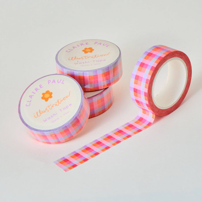 Colourful Pink Gingham Washi Tape