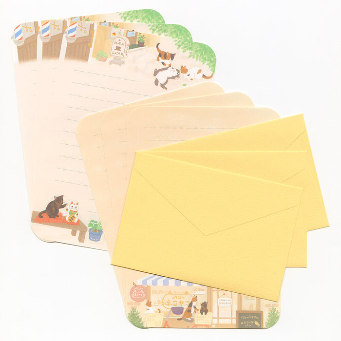 'Nyantomo' Series Letter Writing Set - Cats in the Old Downtown Area