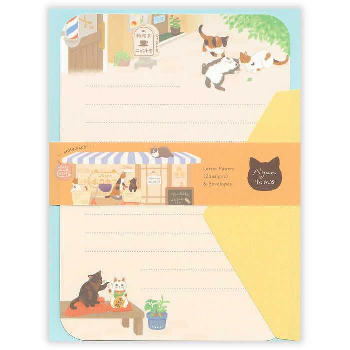 'Nyantomo' Series Letter Writing Set - Cats in the Old Downtown Area