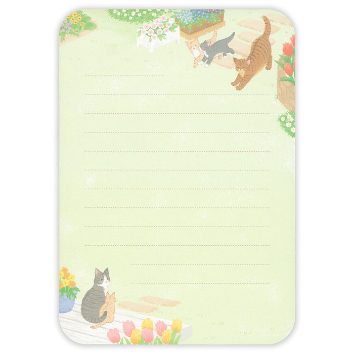 'Nyantomo' Series Letter Writing Set - Cats in a Flower Garden