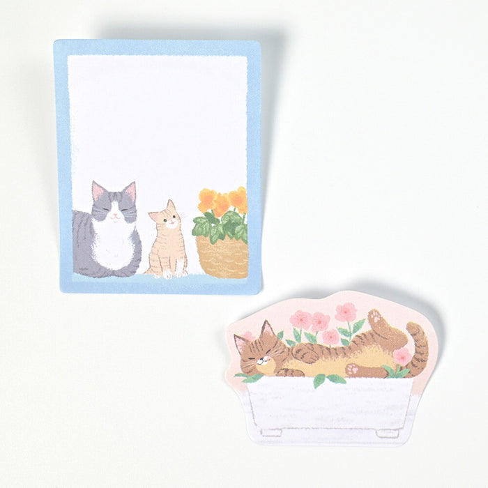'Nyantomo' Series Sticky Note Set - Cats in a Flower Garden