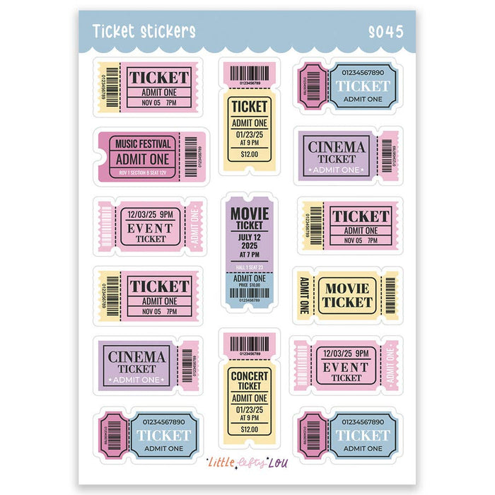 A6 Ticket Clear Sticker Sheet