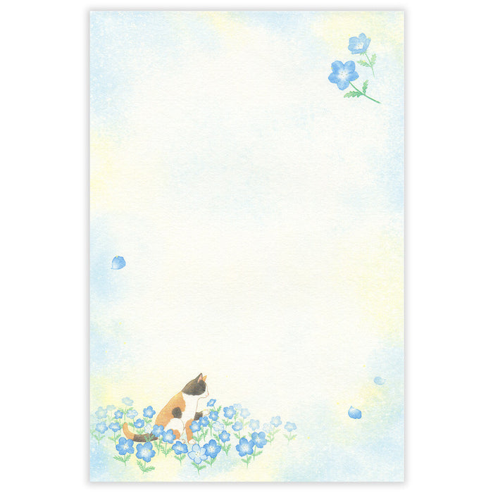 Letter Writing Pad - Nemophila & Cats
