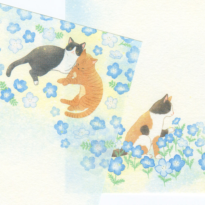 Letter Writing Pad - Nemophila & Cats