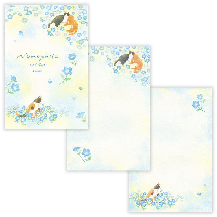 Letter Writing Pad - Nemophila & Cats