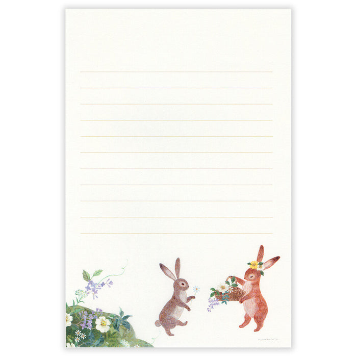 Letter Writing Pad - Rabbit & Flowers