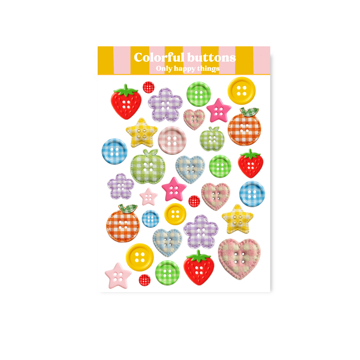 Colourful Buttons A6 Sticker Sheet