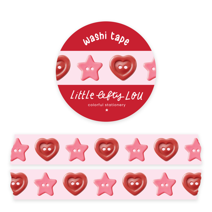 Star And Heart Buttons Washi Tape