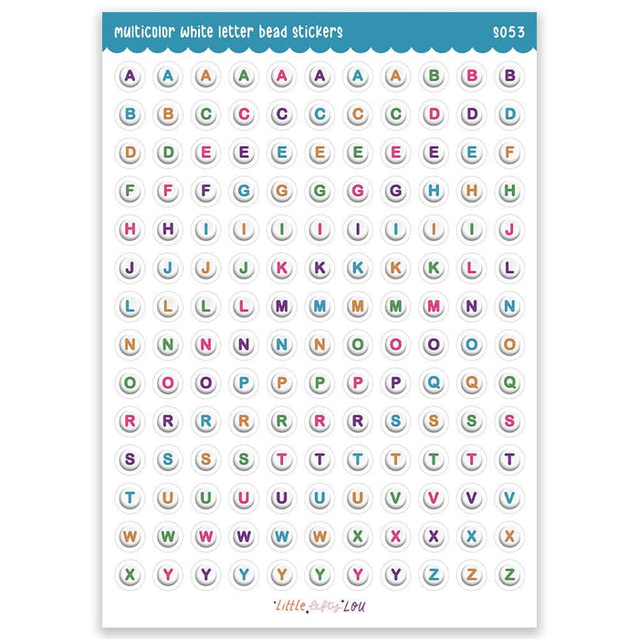 A5 Multicolour Letter Bead Clear Sticker Sheet