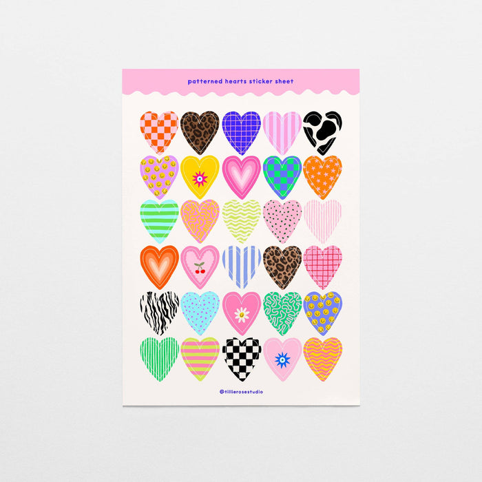 Patterned Hearts Sticker Sheet