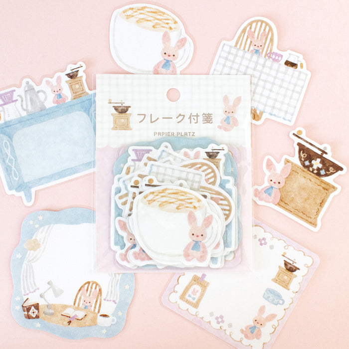 Nakauchi Waka x Papier Platz Flake Sticky Notes - Rabbit & Coffee