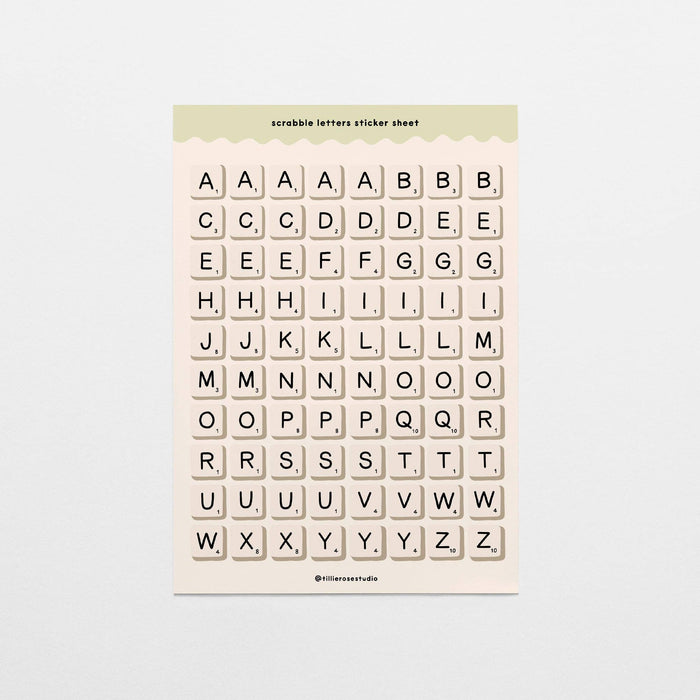 Scrabble Letters Sticker Sheet