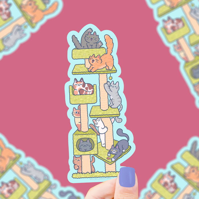 Cat Tower Long Vinyl Sticker