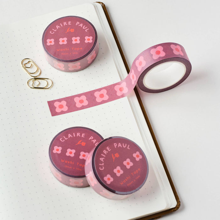 Pink Block Flower Washi Tape