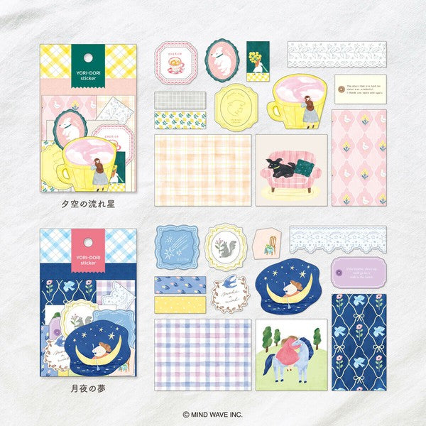 Mind Wave 'Yori-Dori' Series Flake Stickers - Moonlit Dreams