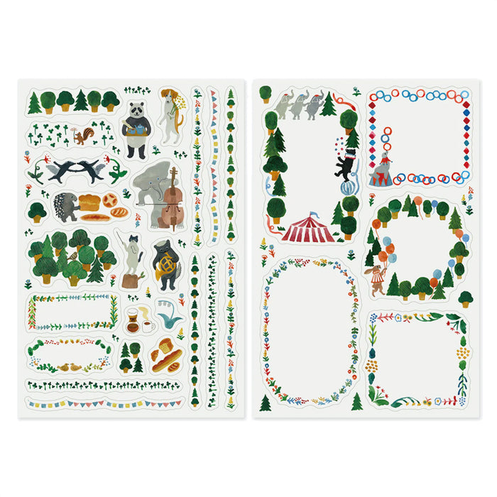 Midori Yuru Log 2 Sheet Sticker Set - Forest