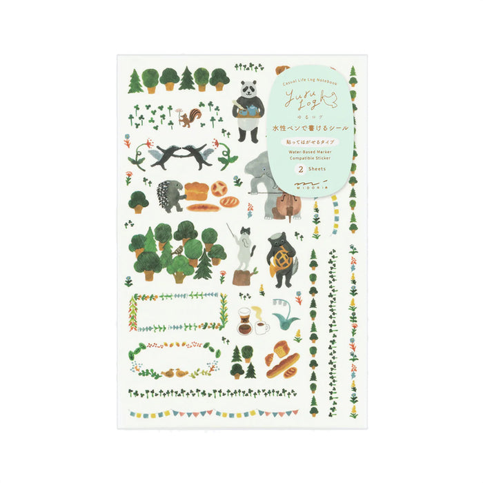 Midori Yuru Log 2 Sheet Sticker Set - Forest