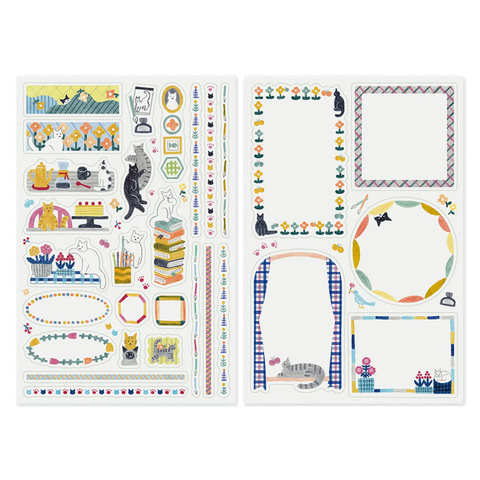 Midori Yuru Log 2 Sheet Sticker Set - Cat
