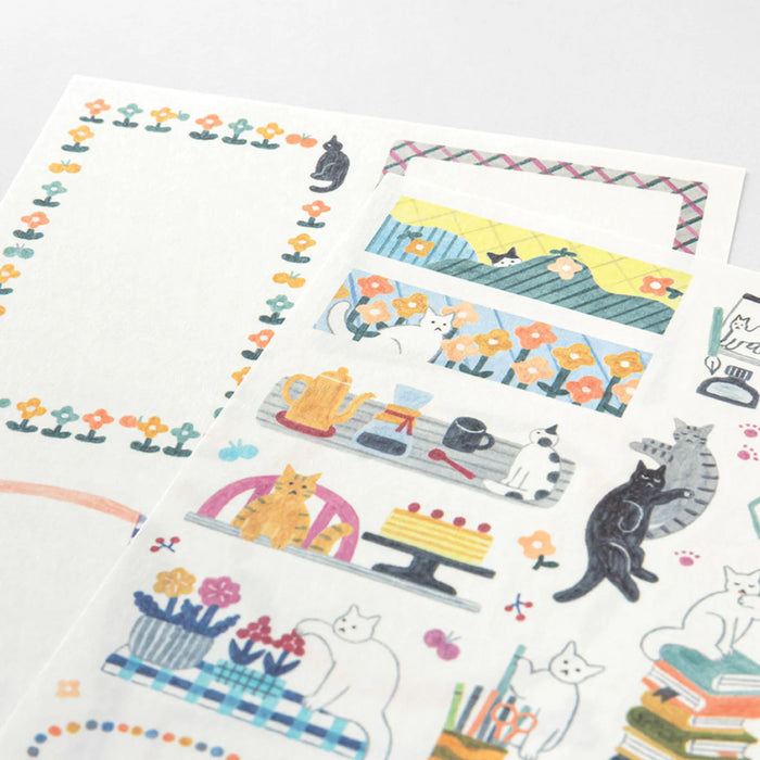 Midori Yuru Log 2 Sheet Sticker Set - Cat