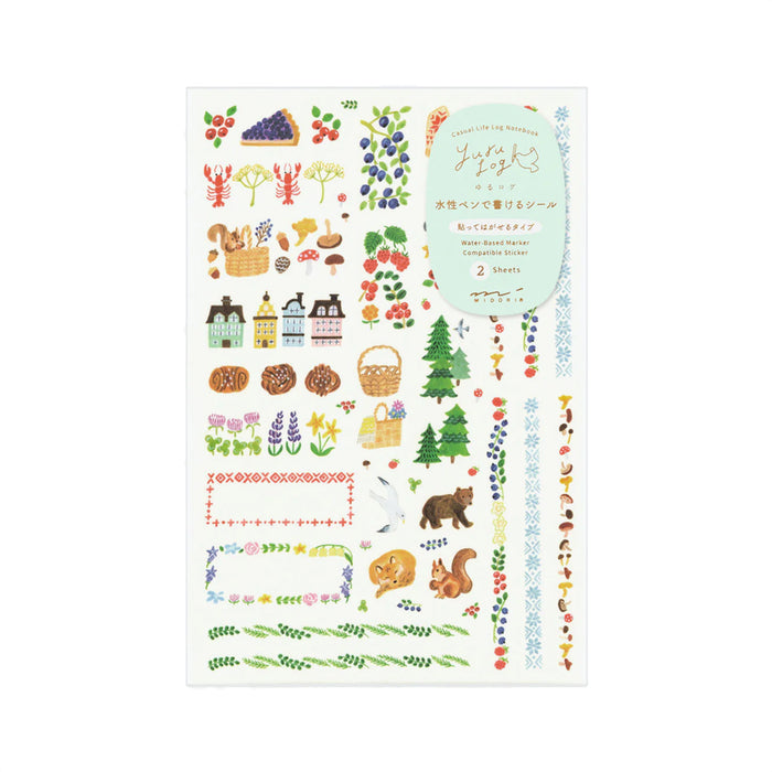 Midori Yuru Log 2 Sheet Sticker Set - Nordic