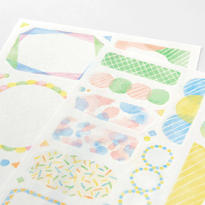 Midori Yuru Log 2 Sheet Sticker Set - Watercolour