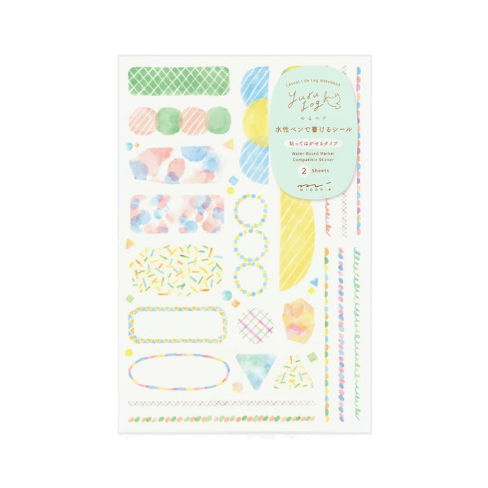 Midori Yuru Log 2 Sheet Sticker Set - Watercolour