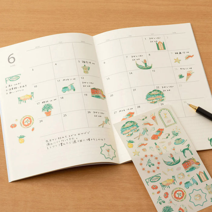 Midori 'Country' Motif Washi Stickers - Italy