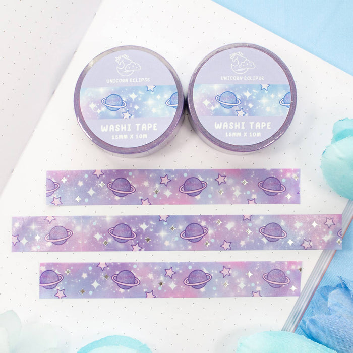 Blue Galaxy Silver Foil Washi Tape