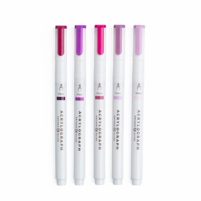 Acrylograph Pens Set of 5 - Fuchsia Hues