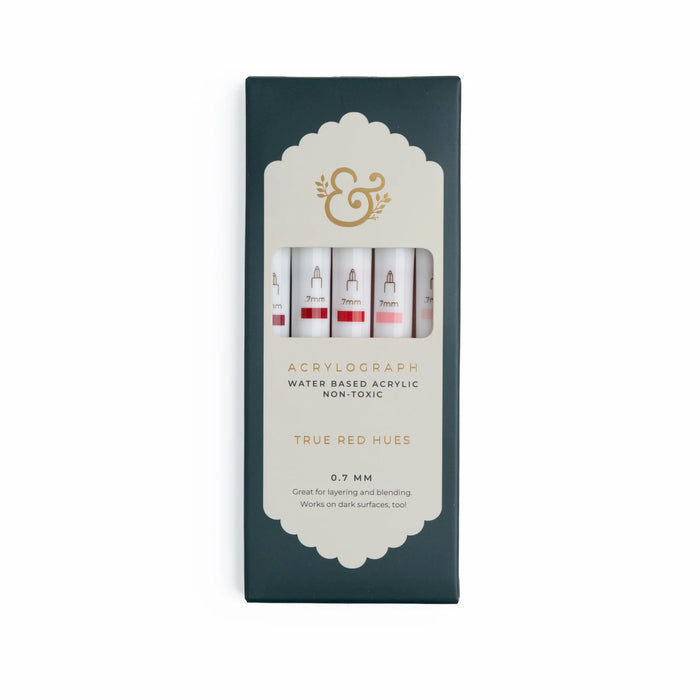 Acrylograph Pens Set of 5 - True Red Hues