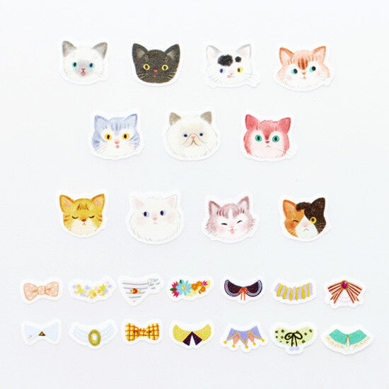 Bande Washi Tape Sticker Roll Set - Dressed Cat