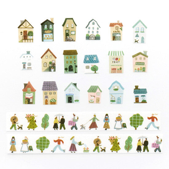 Bande Washi Tape Sticker Roll Set - A Town of Gentle Colours