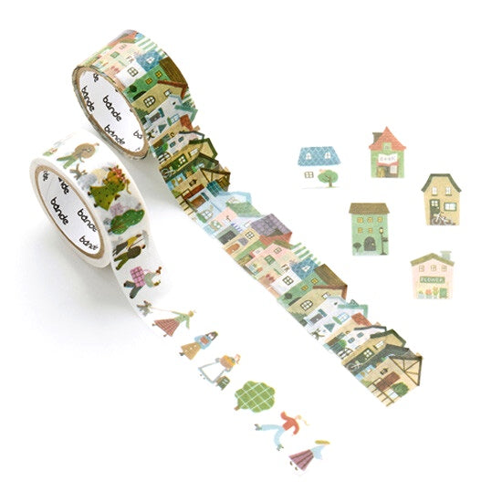 Bande Washi Tape Sticker Roll Set - A Town of Gentle Colours