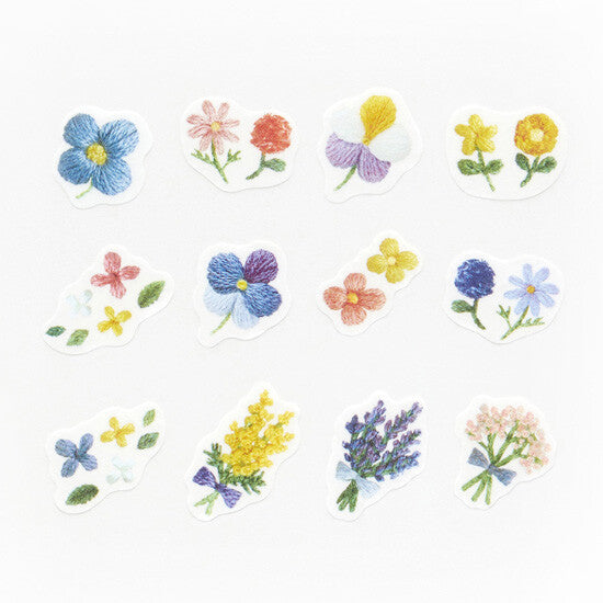 Bande Washi Tape Sticker Roll - Small Flowers Blooming in Embroidered Forest
