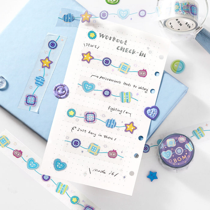 BGM Life Foil Stamped Clear Tape - Colourful Button